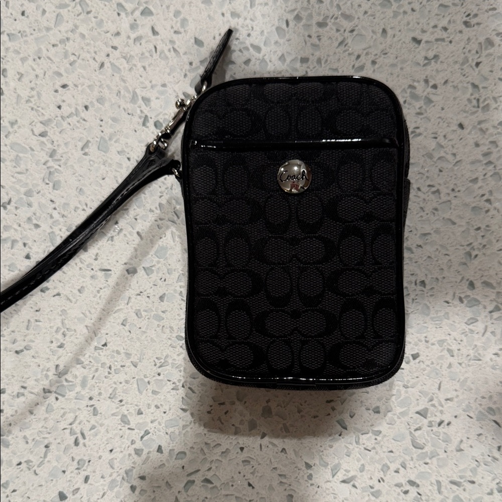 Coach black camera case with Logo